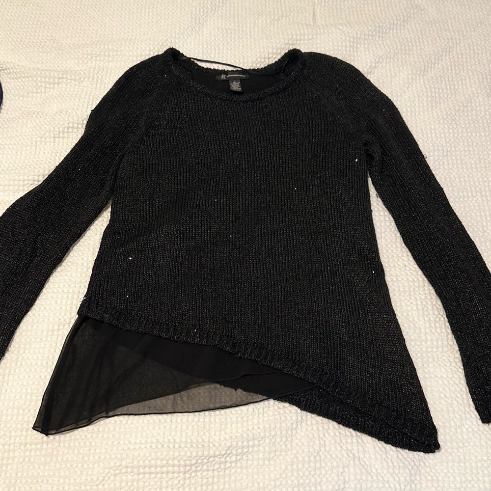 Black with sparkle INC sweater with a tulle underlay